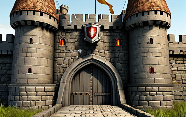**Prompt:** A fortified digital castle with a prominent antivirus shield in the foreground. The castle showcases features like a drawbridge (firewall), watchtowers (privacy protection), and hidden passages (parental control). The scene conveys security and comprehensive digital defense.