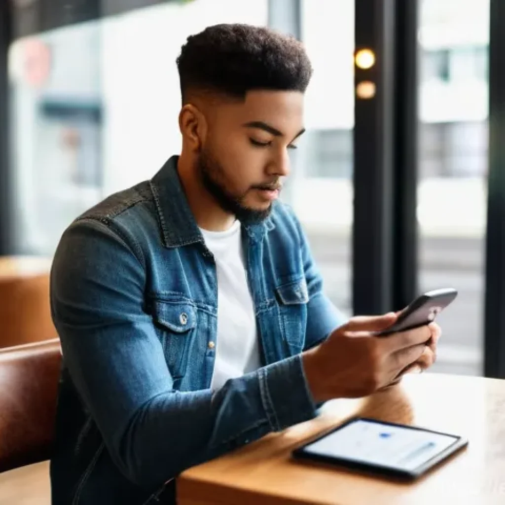 신용카드 정보 유출 사고 사례 - **Phishing/Smishing Awareness:** A diverse young adult (20s-30s), wearing a casual shirt and jeans, ...