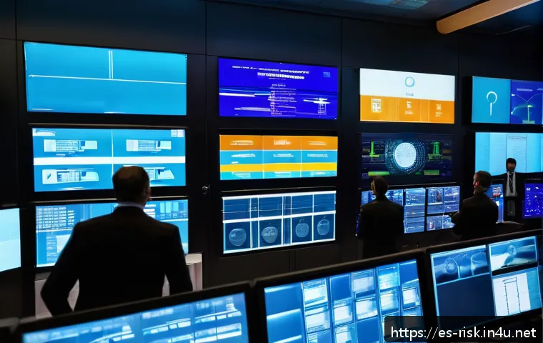 사이버 전쟁과 국가 보안 전략 - A high-tech control room inside a modern power plant in Spain, showing engineers monitoring multiple...